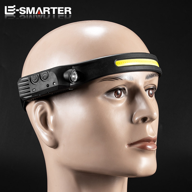 Nuevo cruce de fronteras LED mini multifunción agitando sensor de cabeza lámpara COB aventura al aire libre pesca linterna de luz fuerte