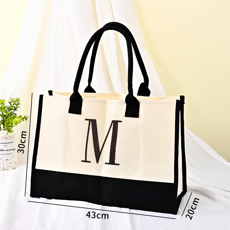 토트백 화이트 옆면 심플 (랜덤 레터링)