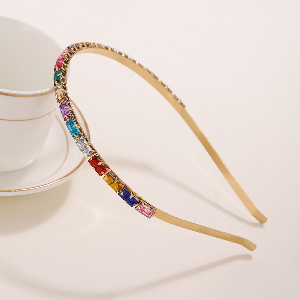 Europeo y americano simple dulce rhinestone diadema elegante horquilla fina diadema pelo presionando tocado Internet celebridad verano diamante incrustado accesorios para el cabello