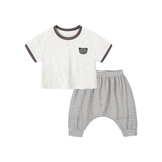 Baby's Summer Big PP Pants Two-piece suit Boy's Baby Children's Home Wear Thin Top Pants suit Western-style