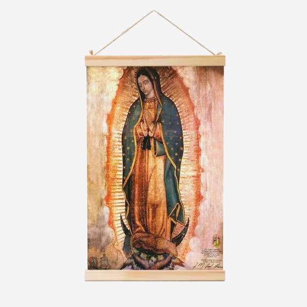 Guadalupe Nuestra Señora de la fábrica de carteles de rollo de madera sólida cuelga pinturas de comercio exterior suministro de almacenamiento Temu