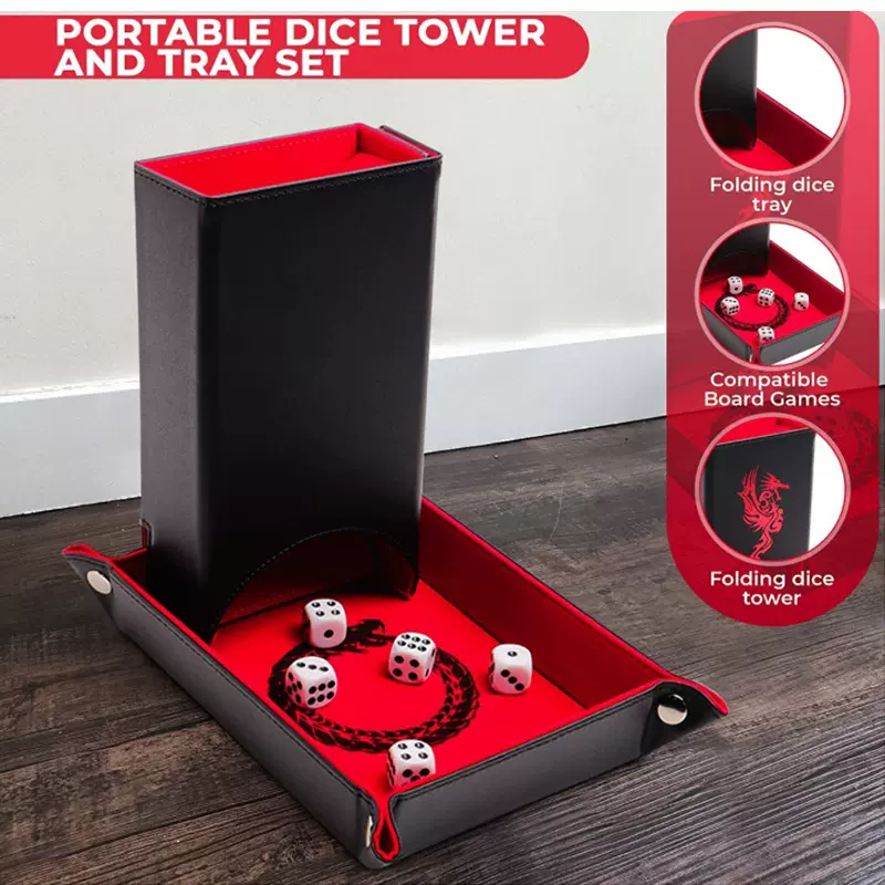 厂家直销pu皮革可折叠托盘游戏骰子塔防作弊骰子游戏道具可印图案