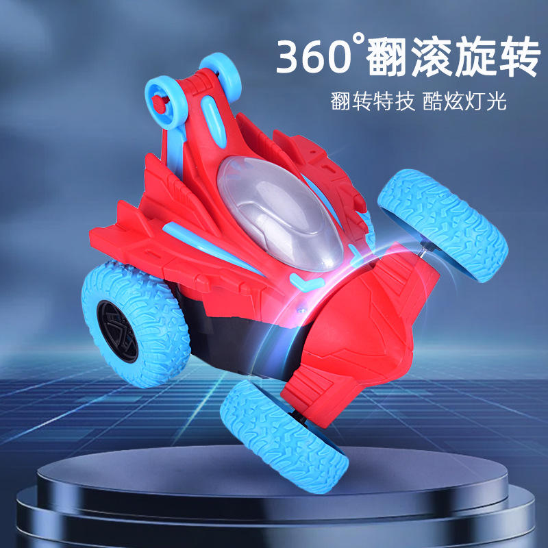 Venta caliente transfronteriza de cuatro vías de control remoto inalámbrico coche de acrobacias rodantes con luz eléctrica volquete coche niño coche de juguete de control remoto