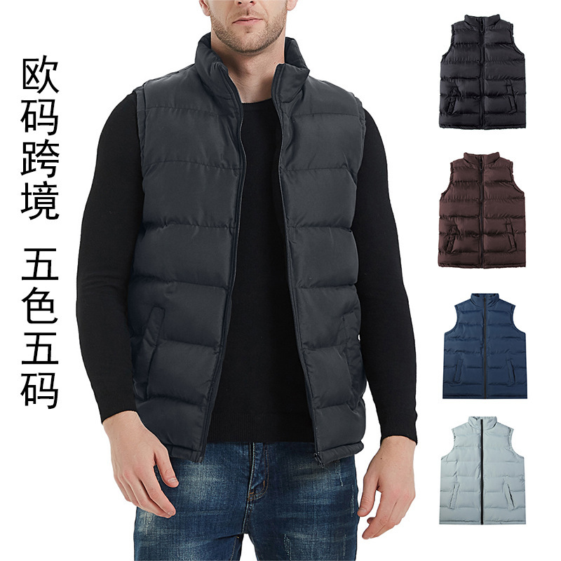 Men's Casual Thickened Vest for Young and Middle-Aged, Korean Style Cardigan Jacket, Vest, Amazon Foreign Trade Cotton Waistcoat, Trendy
