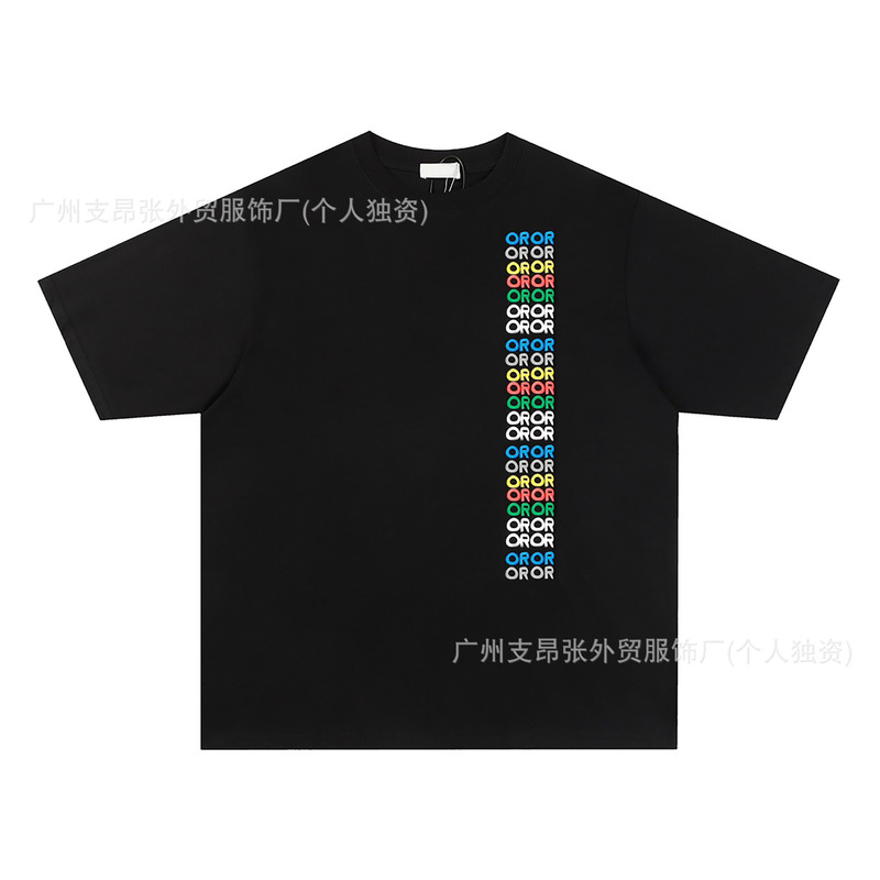 D家高品质25新款竖条彩虹LOGO印花短袖CD潮牌T恤男女重磅百搭纯棉|undefined