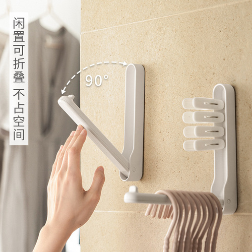 Factory direct sales wall-mounted clothes hanger storage rack balcony clothes drying rack hook organizing storage rack without punching for home use