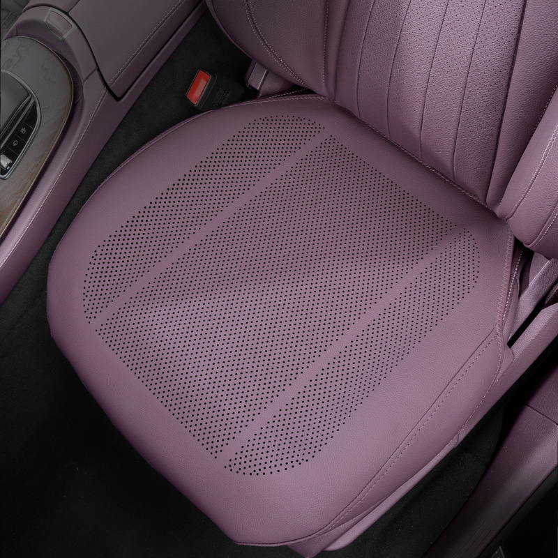新しいナッパレザーのカーシートクッション、オールシーズン対応の薄型通気性のある穴あき車のインテリアシートカバー、夏用シートクッション|undefined