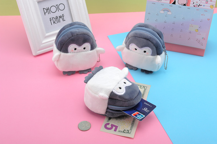 37g Weight Polyester Lining Material Unisex Plush Animal Cute Square Zipper Coin Purse