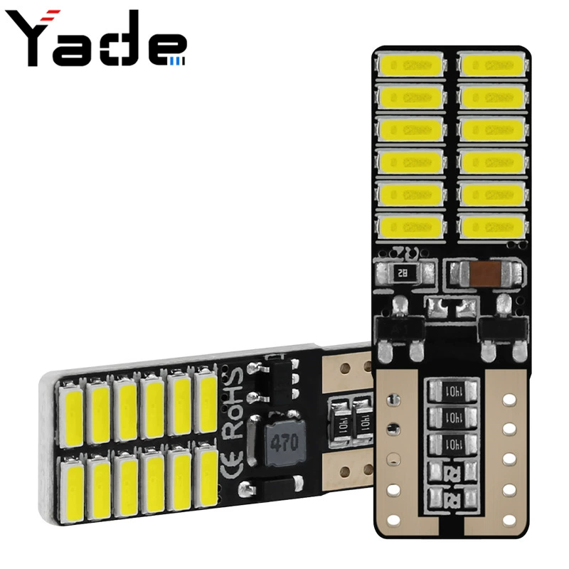 Yade Автомобильный светодиодный индикатор ширины постоянного тока декодирования T10 4014 24smd свет номерного знака Лампа для чтения 12 В