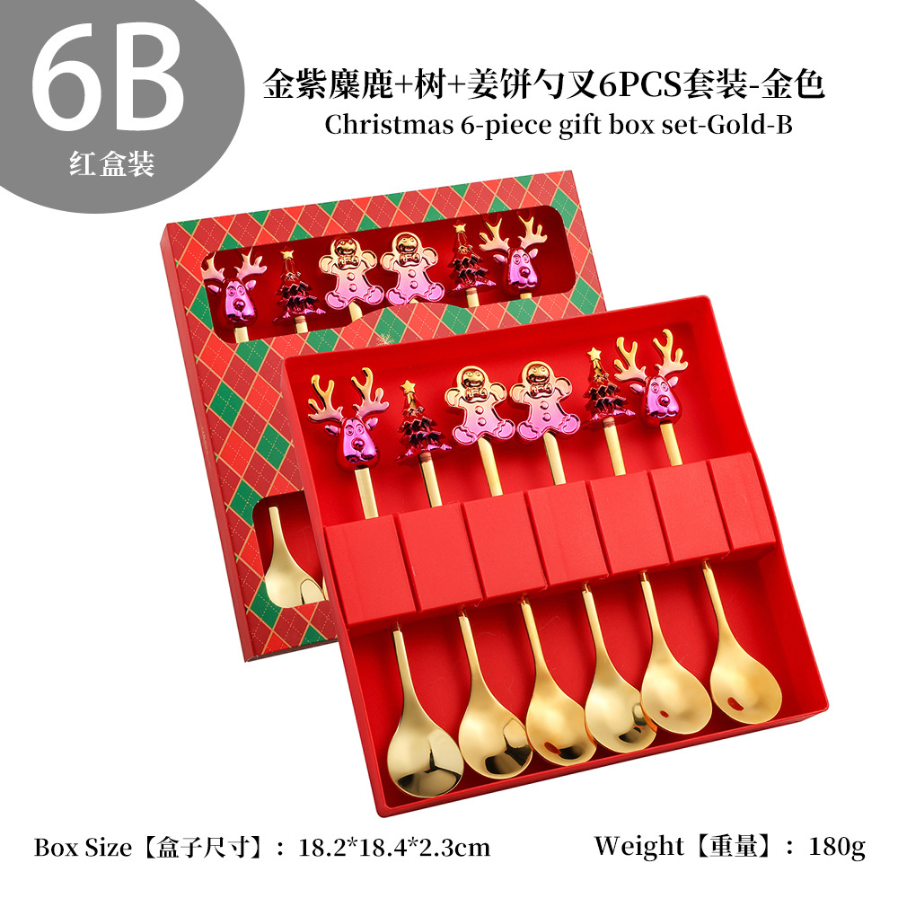 W juego de cuchara de Navidad transfronteriza dibujos animados lindo divertido muñeco de nieve cuchara postre de Navidad creativo cuchara tenedor vajilla de regalo