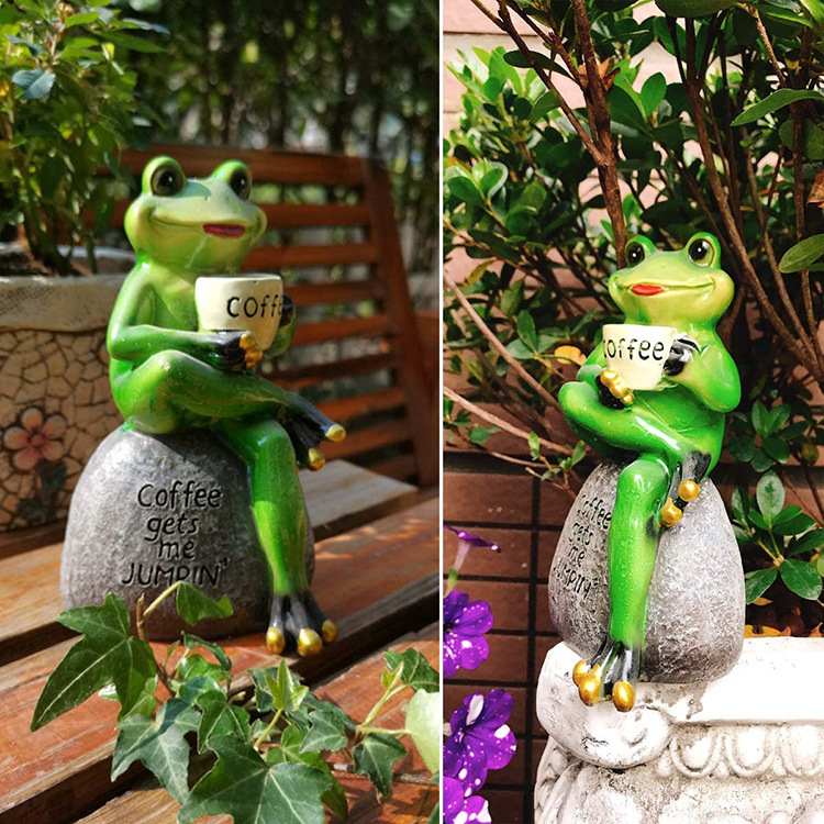 Frog Resin Ornaments Courtyard Garden Lawn Decorations Home Desktop Animal Solar Crafts_voghion.com