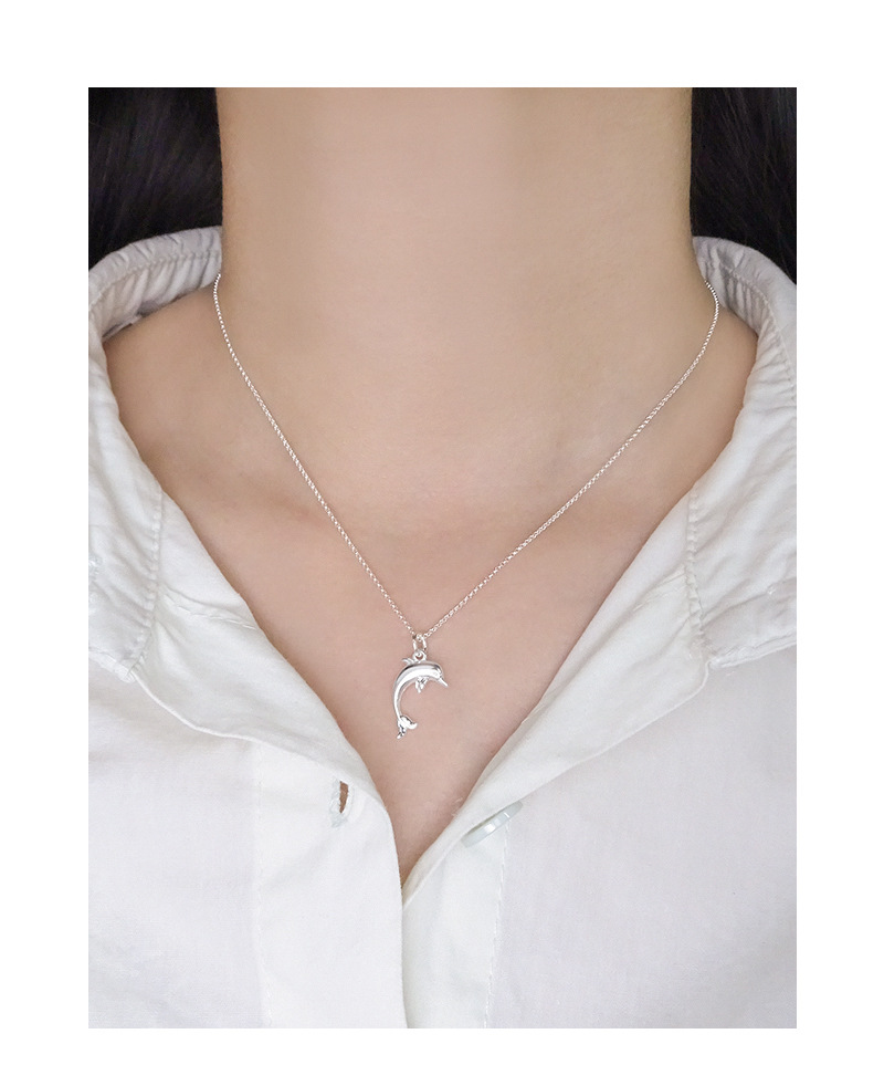 Fish Pattern 925 Sterling Silver Plating Fish Pendant Necklace