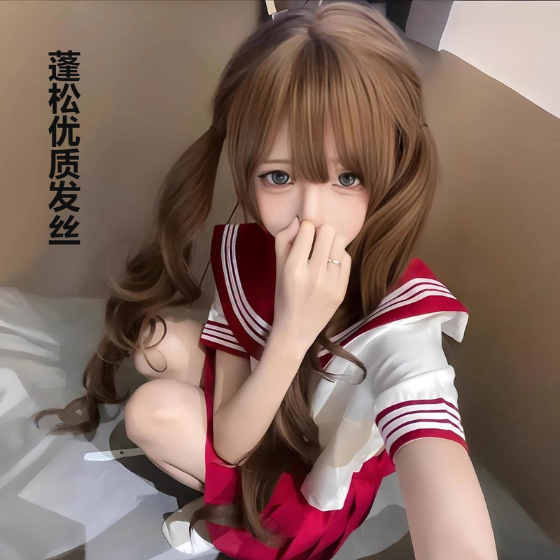 [new style] wig full head cover women's long curly hair Lolita cute sister Shao Luo air bangs new high quality hair