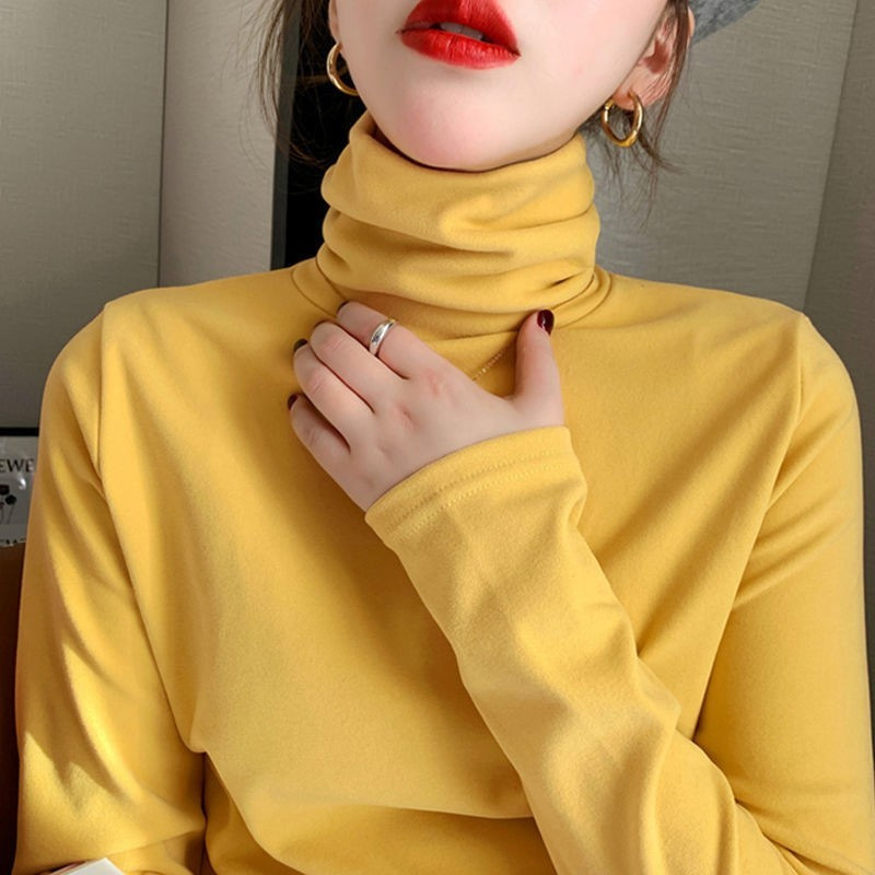 양면 데르롱 여성용 베이스 레이어 셔츠, 2026년 봄/가을 신상, 기모 및 두꺼운 하이넥 기모 긴팔 티셔츠 상의
