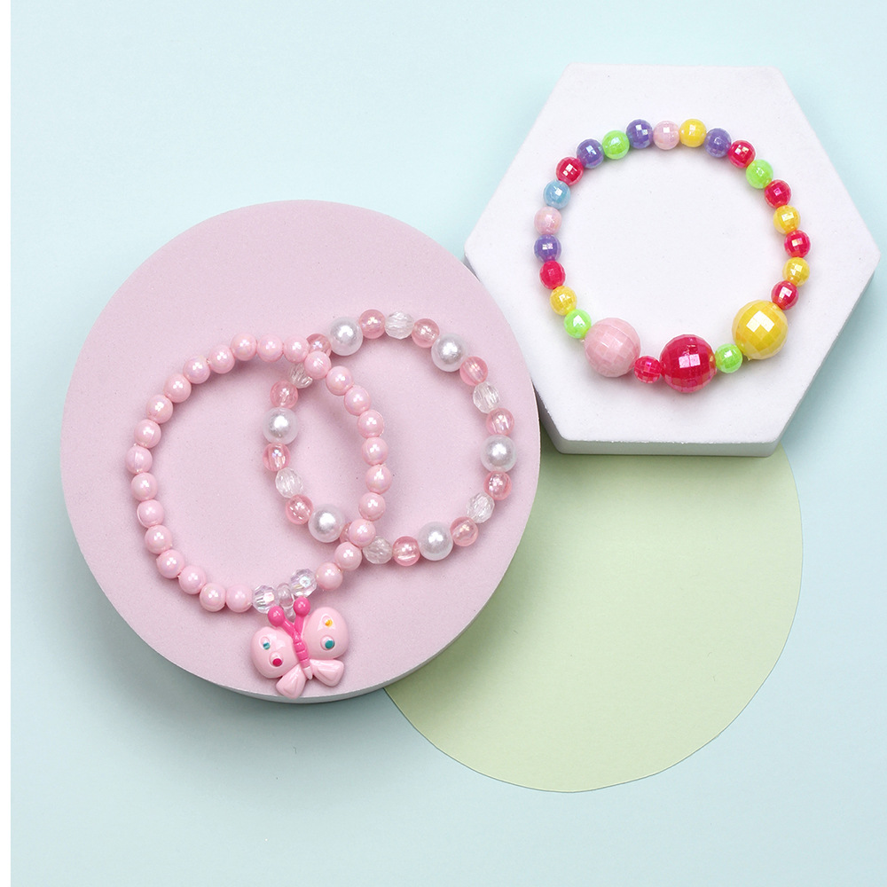 Simple Style Heart Shape Flower Plastic Beaded Girl's Bracelets display picture 29