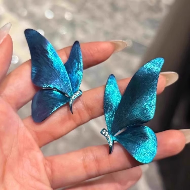超仙梦幻蓝色蝴蝶耳环小众精致轻奢高级独特时尚简约百搭个性耳环|undefined
