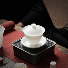 全新简约白瓷三才盖碗中国白冰种羊脂玉瓷敬茶碗精致功夫茶具茶碗