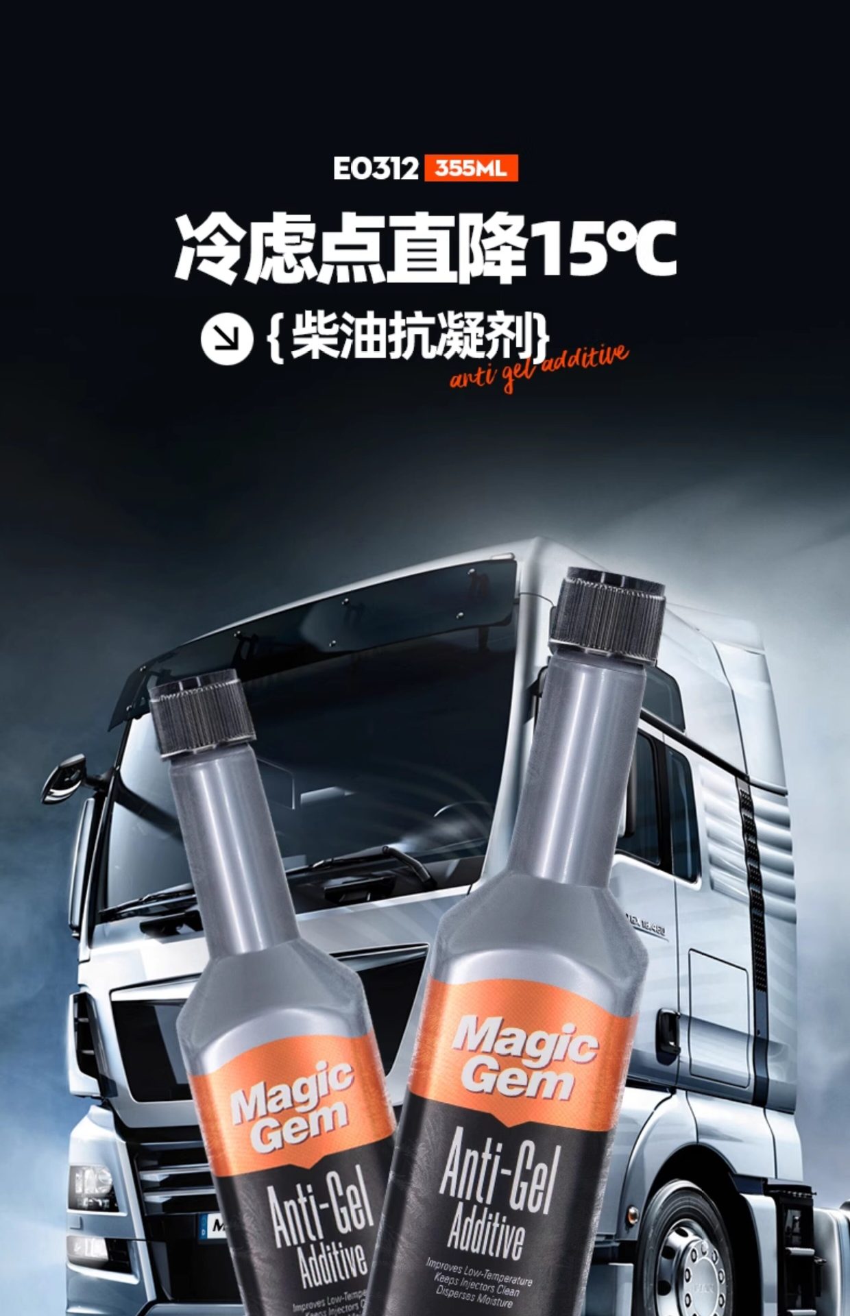Diesel Antifreeze, Anticondensant, Anti-Freeze, Anti-Condensation Fluid, High-Efficiency Additive for Trucks, Winter Anti-Freezing Additive