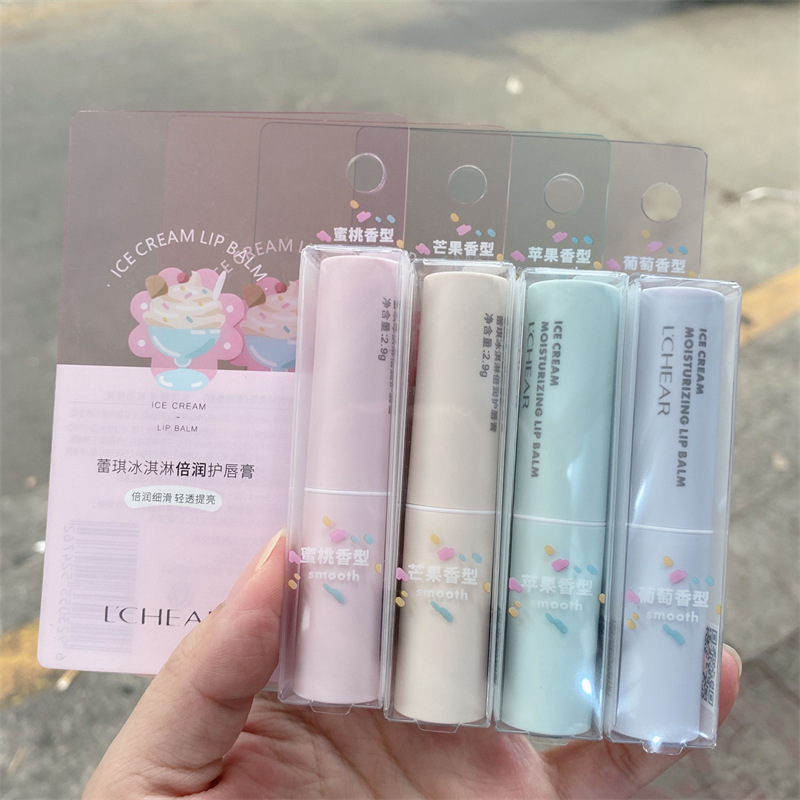 Bálsamo labial incoloro Lei Qi, hidratante, diseño de dibujos animados