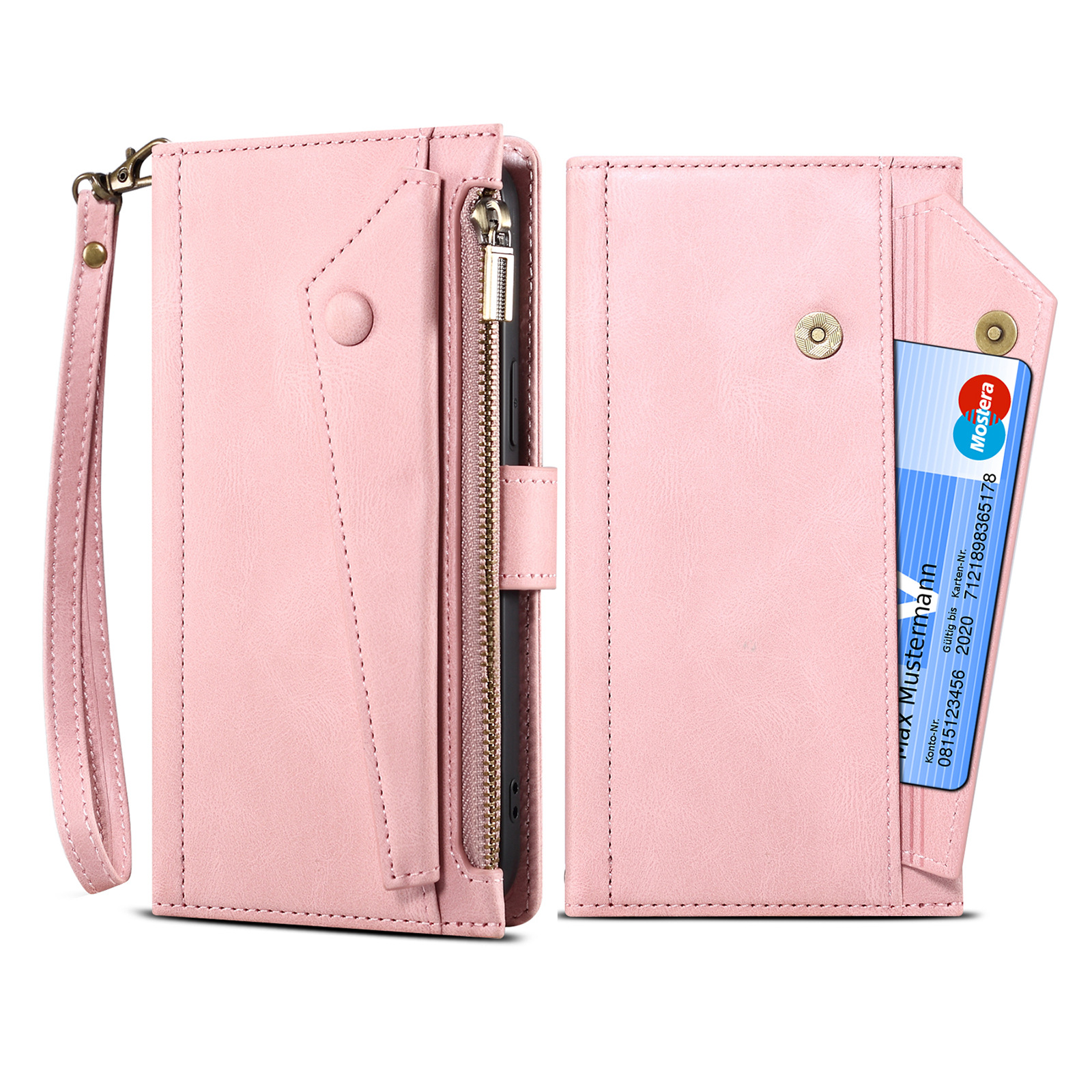 Suitable for MOTO G84 solid color wallet flip leather case MOTO G54 card multi-function phone case with hand rope