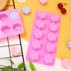 批發10連貓爪寶寶輔食蒸糕模具家用食品級耐高溫烘焙工具自製