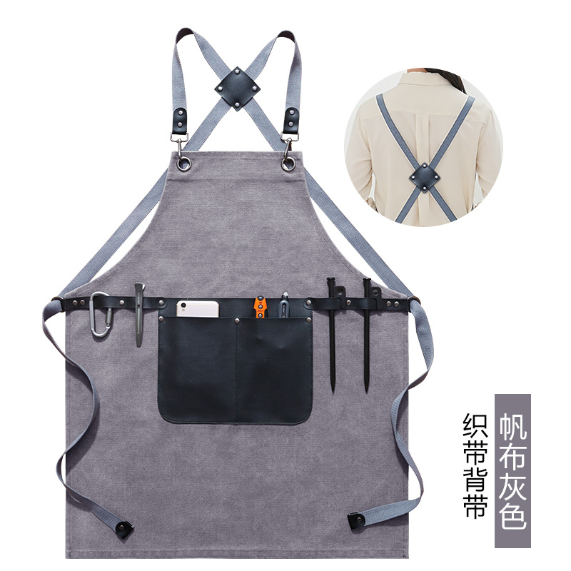 Comercio exterior delantal de lona gruesa logotipo personalizado industria pesada máquina reparación electricista carpintería ropa de trabajo delantal fábrica al por mayor personalizado