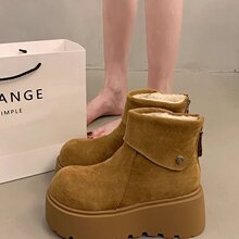 2025春夏新款加绒保暖东北棉鞋女厚底增高加厚小个子雪地靴女棉靴