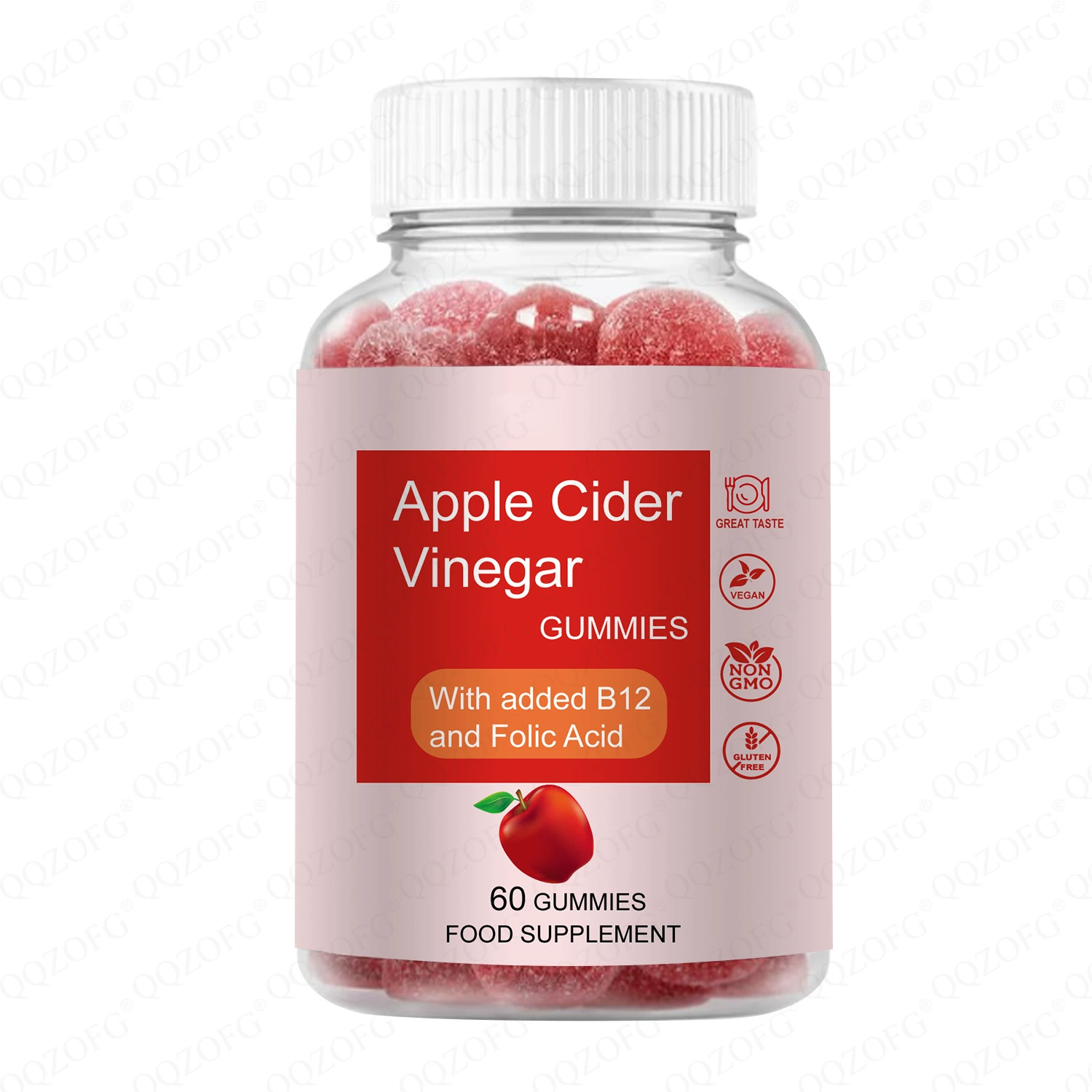 Лучшие продажи Amazon: жевательные конфеты с яблочным уксусом Apple Vinegar gummy, 60 капсул, поддерживают OEM.