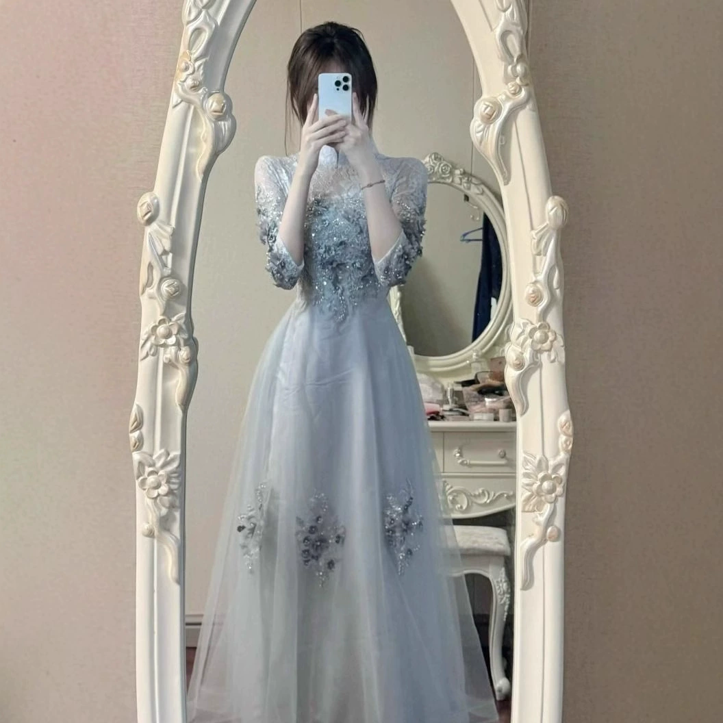 Новое вечернее платье в китайском стиле для женщин 2025, платье для студенток, дня рождения, выступления, хора, платье для подружки невесты