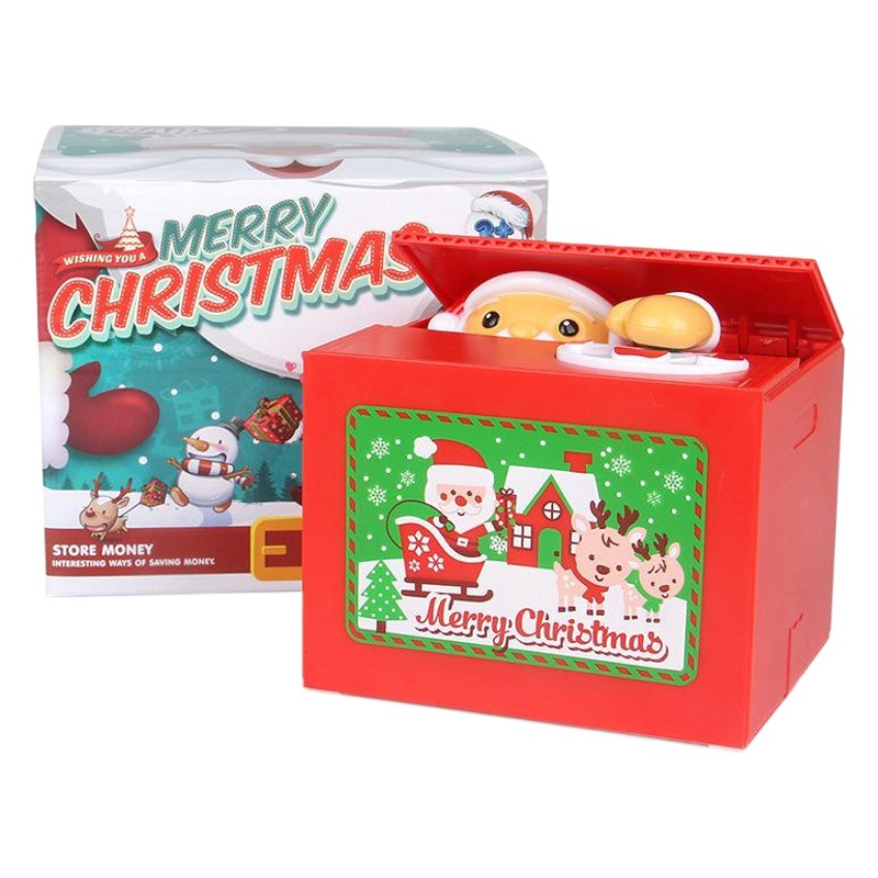 Regalo creativo música nueva KT robar dinero moneda alcancía niños de dibujos animados eléctrica robar Santa Claus