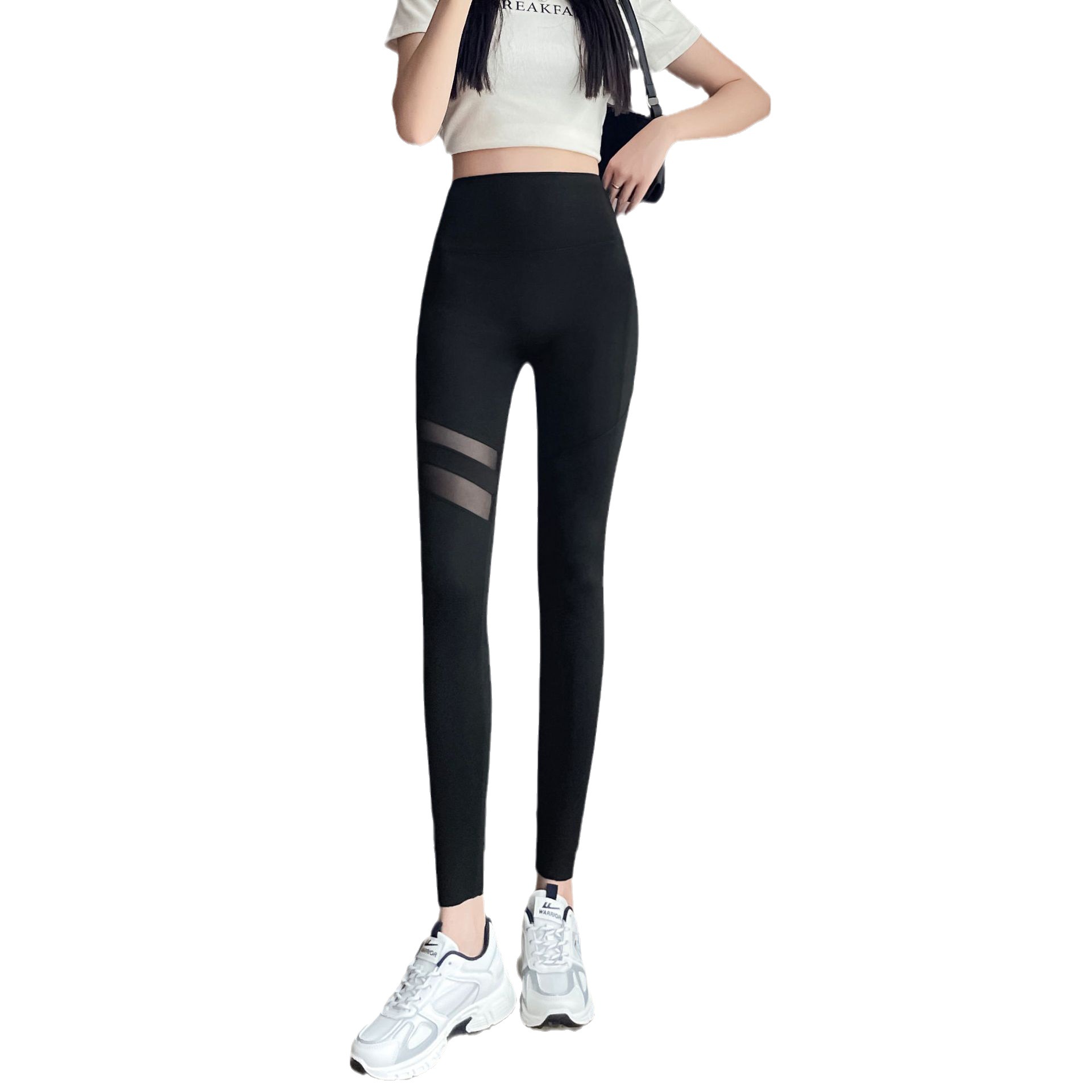 Pantalones de tiburón de bolsillo de malla ropa exterior de verano para mujer polainas finas pantalones de Yoga de primavera y otoño Pantalones de Barbie cintura alta vientre contracción LEVANTAMIENTO DE CADERA
