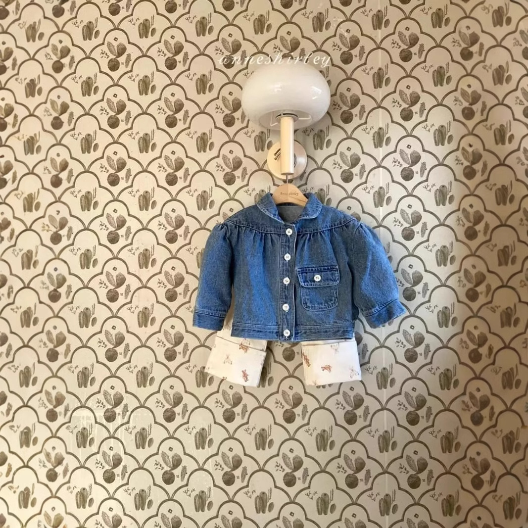 Abrigo de mezclilla para Niñas Ropa de principios de primavera ropa de estilo coreano ropa para niños abrigo de estilo occidental para niñas cardigan de mezclilla para niños abrigo de primavera y otoño