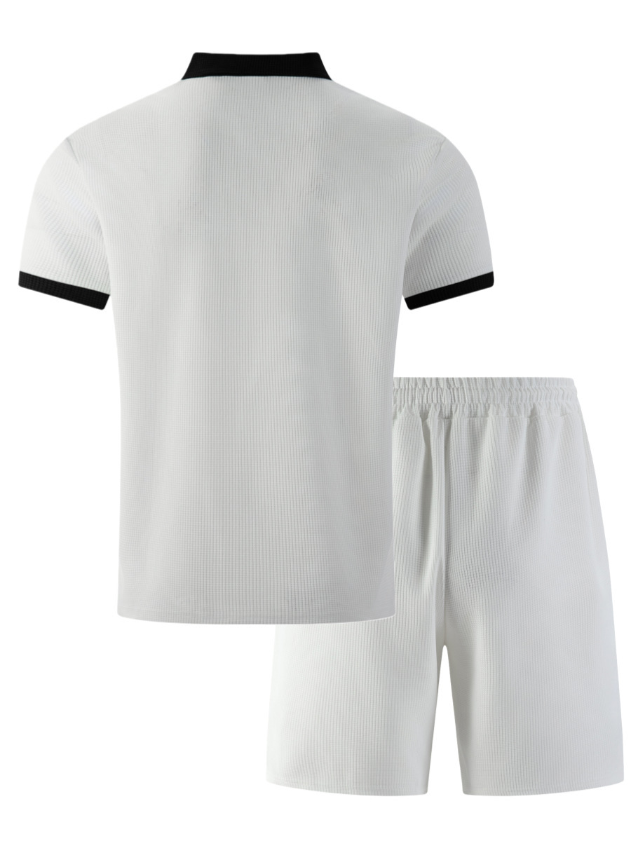Ensemble polo et short en gaufrette pour homme respirant chic_voghion.com