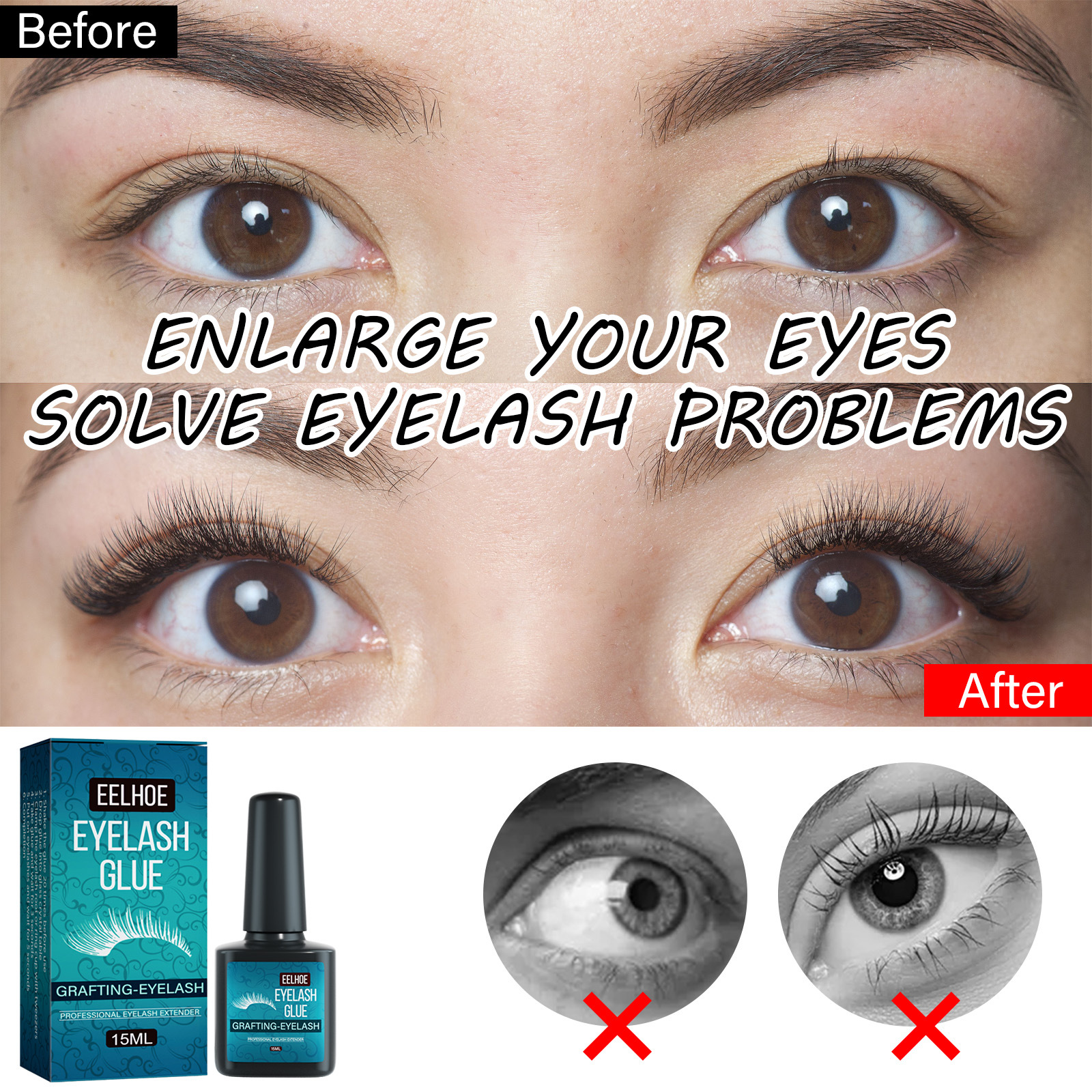 EELHOE-varttaminen hellävarainen, vähäherkkä, nopeasti kuivuva, vedenpitävä, ei jälkiä ja kaunis meikkisilmä_voghion.com