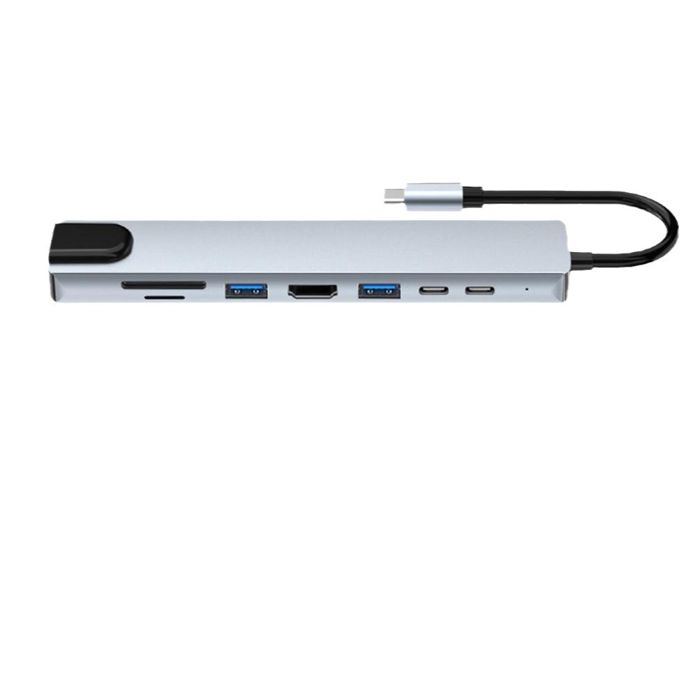 Adaptador USB-C 8 en 1 – Con HDMI 4K, SD/TF, USB 3.0, PD y LAN