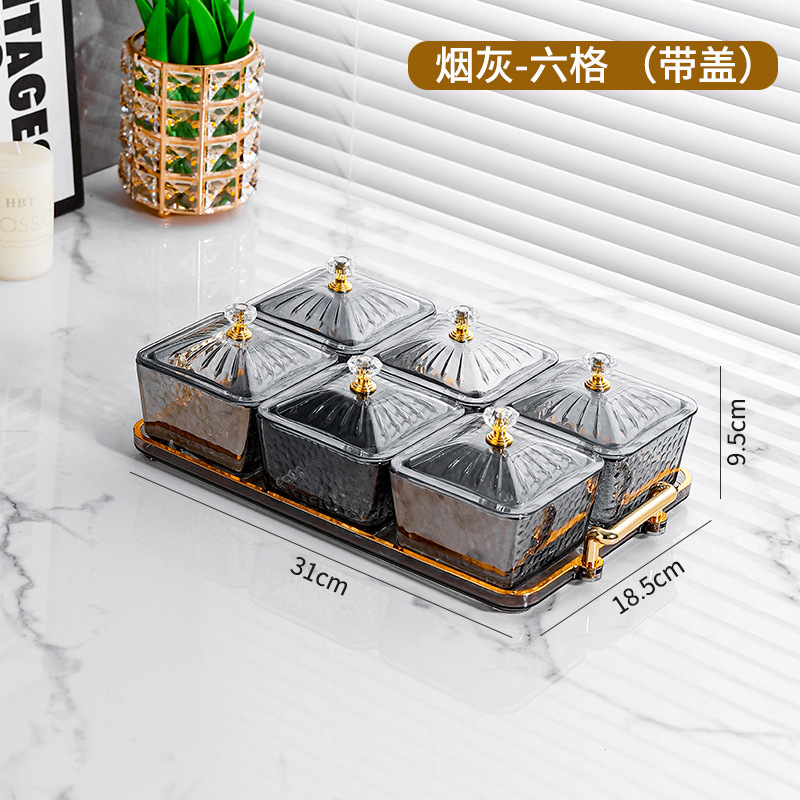 INS Luz de lujo vidrio dividido plato de fruta snack caramelo fruta seca snack placa sala de estar hogar comercial KTV DE ALTO aspecto