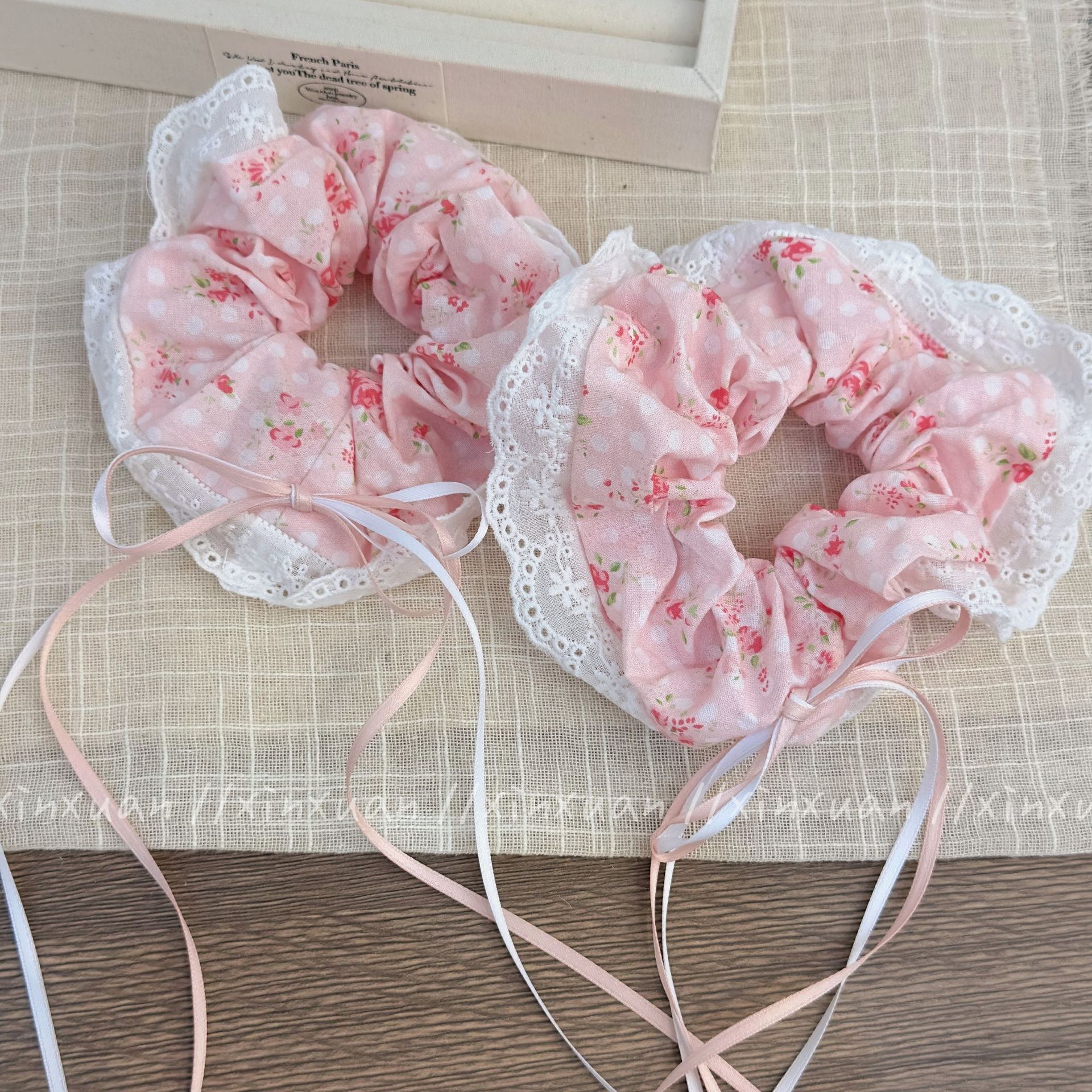 Fascia per capelli con intestino crasso e cuciture in pizzo, fascia elastica alta in coda di cavallo, fascia per capelli da ragazza dolce_voghion.com