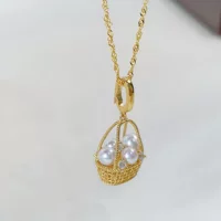 Серебряное колье S925 с плетеным подвесом в виде корзины богатства, элегантное нишевое ожерелье с пресноводным жемчугом и круглыми бриллиантовыми бусинами, оптом