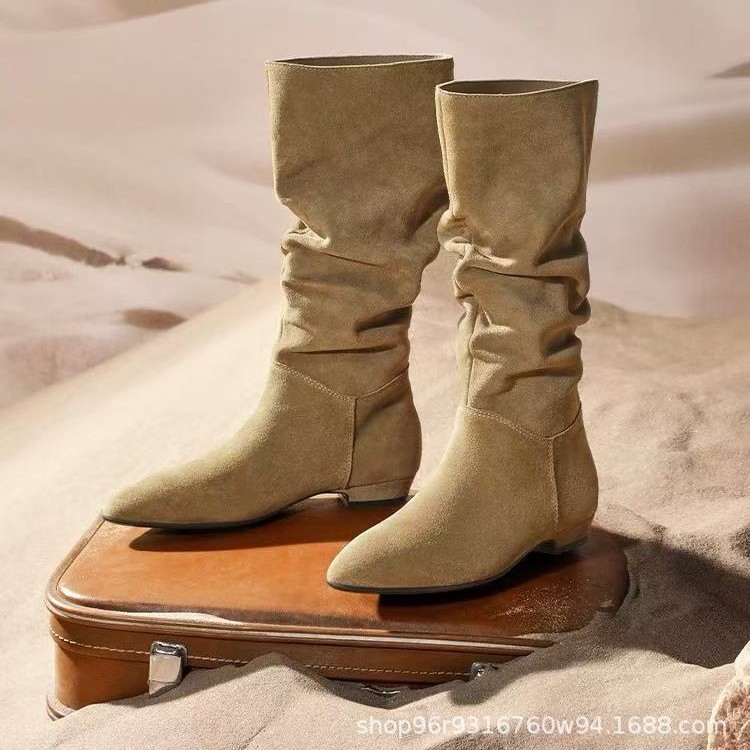 堆堆靴2025冬季新款专柜正品复古休闲巴恩风女长靴E5Z1D