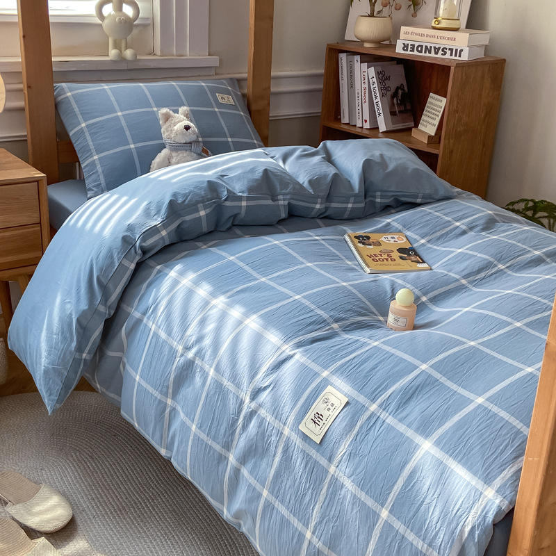 2025 nueva cama de dormitorio de algodón de tres piezas, cama de dormitorio de algodón para estudiantes, funda de edredón individual, funda de cama, funda de edredón