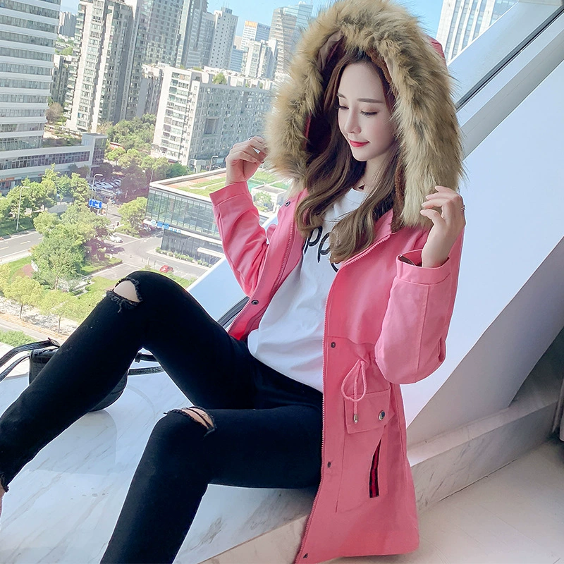 Long winter hoody, brace, down jacket, mid-length, increased thickness