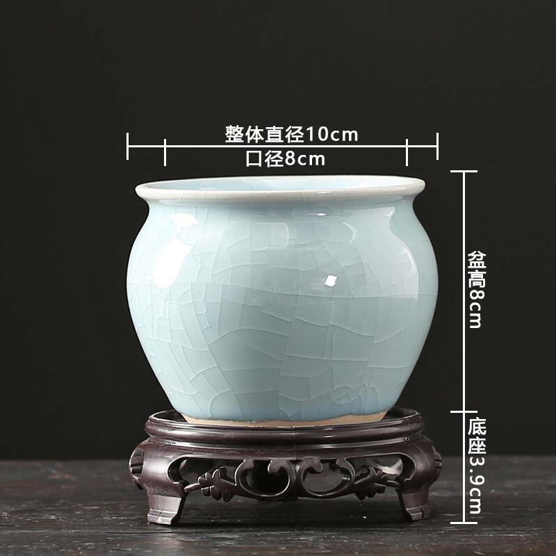 哥窑开片陶瓷花盆创意小叶紫檀文竹吊兰兰花盆景盆桌面小多肉花盆|undefined