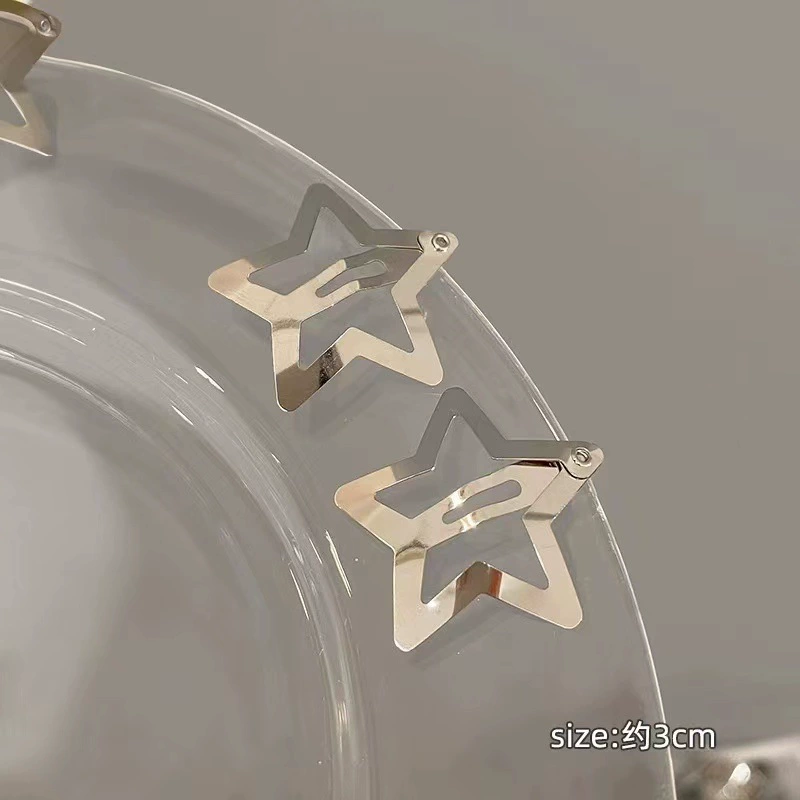 Заколка Hair Clip YK2 цветной стержень звезды, клип-баик бант пентаграмм для девочек, многоцветный 4.6×3.4 см