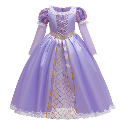 Halloween Princess long dress for girls, Christmas long-sleeved formal dress cosplay costume, role-playing outfit