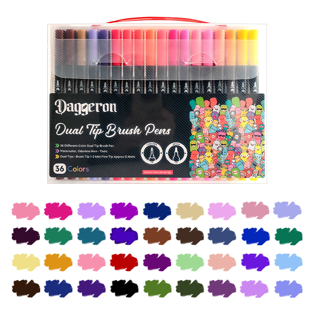 Ventas transfronterizas calientes de doble cabeza de acuarela pincel de línea de gancho de arte personaje pincel de línea de gancho de línea de agua para estudiantes de acuarela rápido seco set pincel de agua