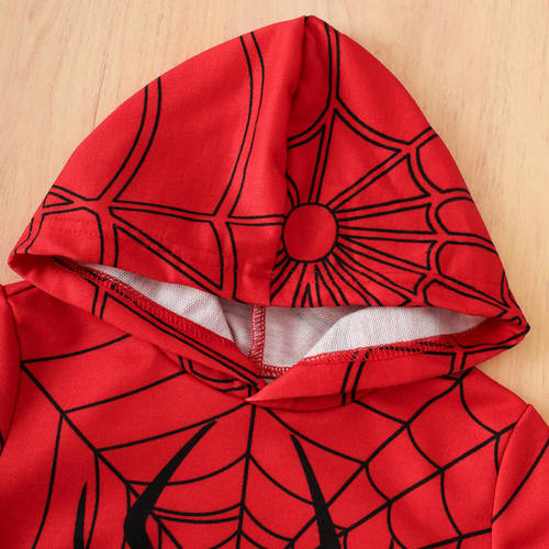 Foreign trade cross-border wholesale supply European and American spider pattern hooded color matching trousers suit for girls spring