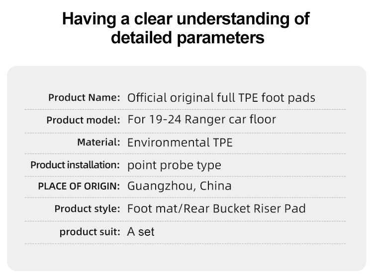 Suitable for 19-25 Ford Ranger Ranger Ranger Pickup Truck Floor Mats, Left and Right Steering Wheel Full Tpe Car Floor Mats, Rear Bed Mat