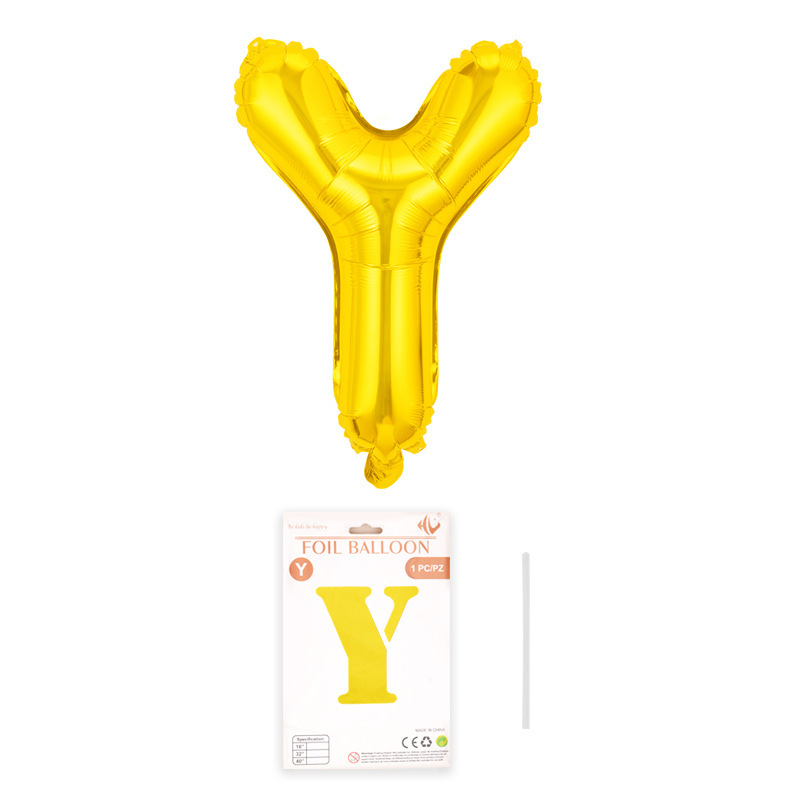 16 pulgadas alfabeto inglés tarjeta de papel independiente embalaje película de aluminio globo decoración de fiesta de cumpleaños diseño papel de aluminio globo al por mayor