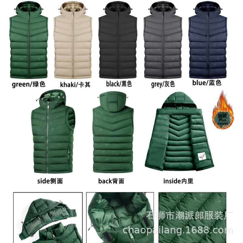 Chaleco de invierno comercio exterior para hombres costillas de algodón chaleco de lana grueso chaqueta de color grande abrazadera de caballo transfronteriza