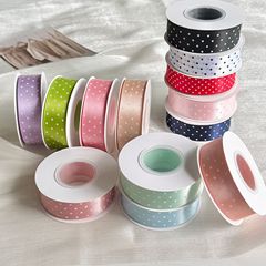 2.5cm细圆点涤纶带单面波点亮光带鲜花包装手工diy发饰蝴蝶结材料